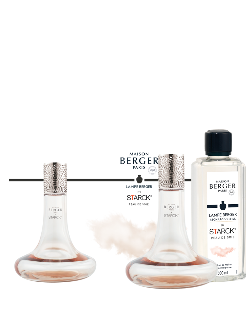 Maison Berger Paris Gift Pack Lamp X Starck Rose with Peau de Soie  fragrance